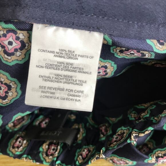 J Crew Silk Pants Womens 8 Blue Foulard Print Elastic Pull On Pajama Piping - Picture 11 of 11